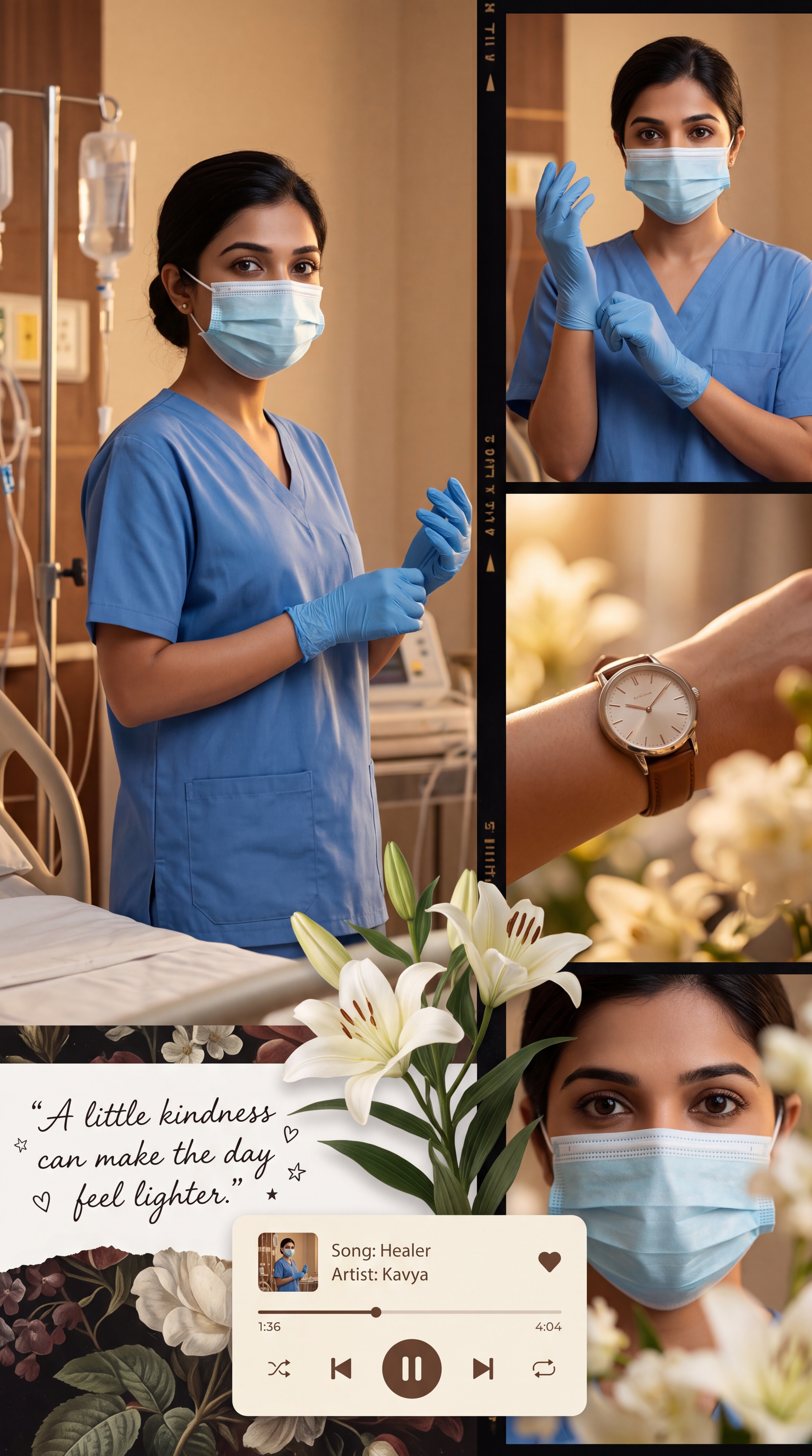 Girl Nurse Music Card poster
