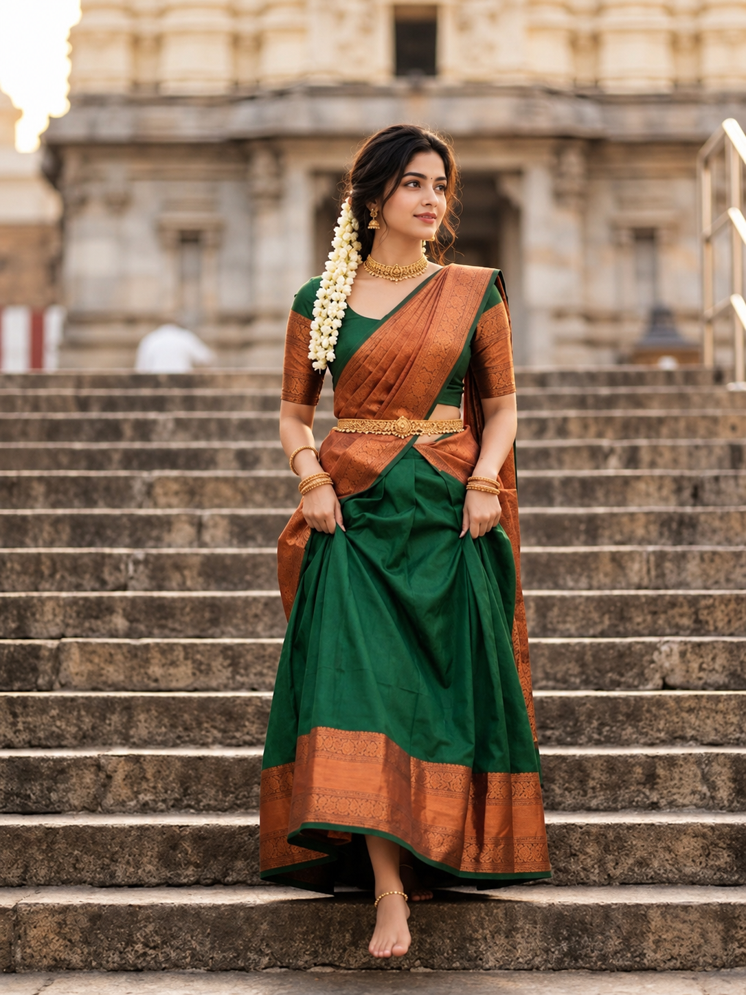 Girl pose at temple – 2