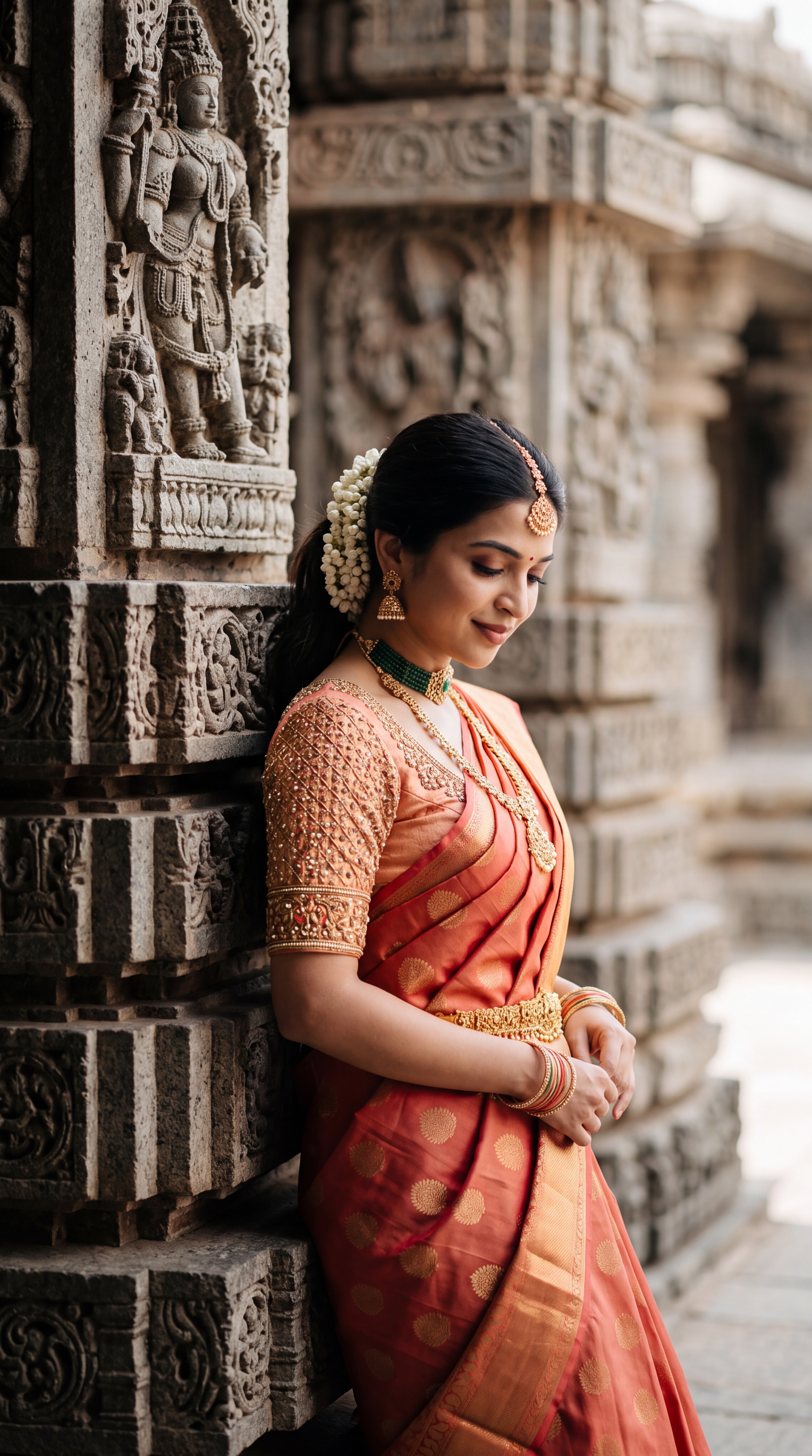 Girl pose at temple