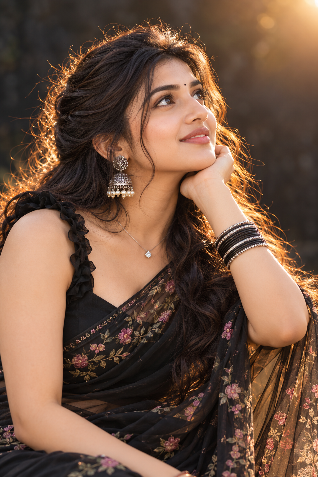 Girl in black saree