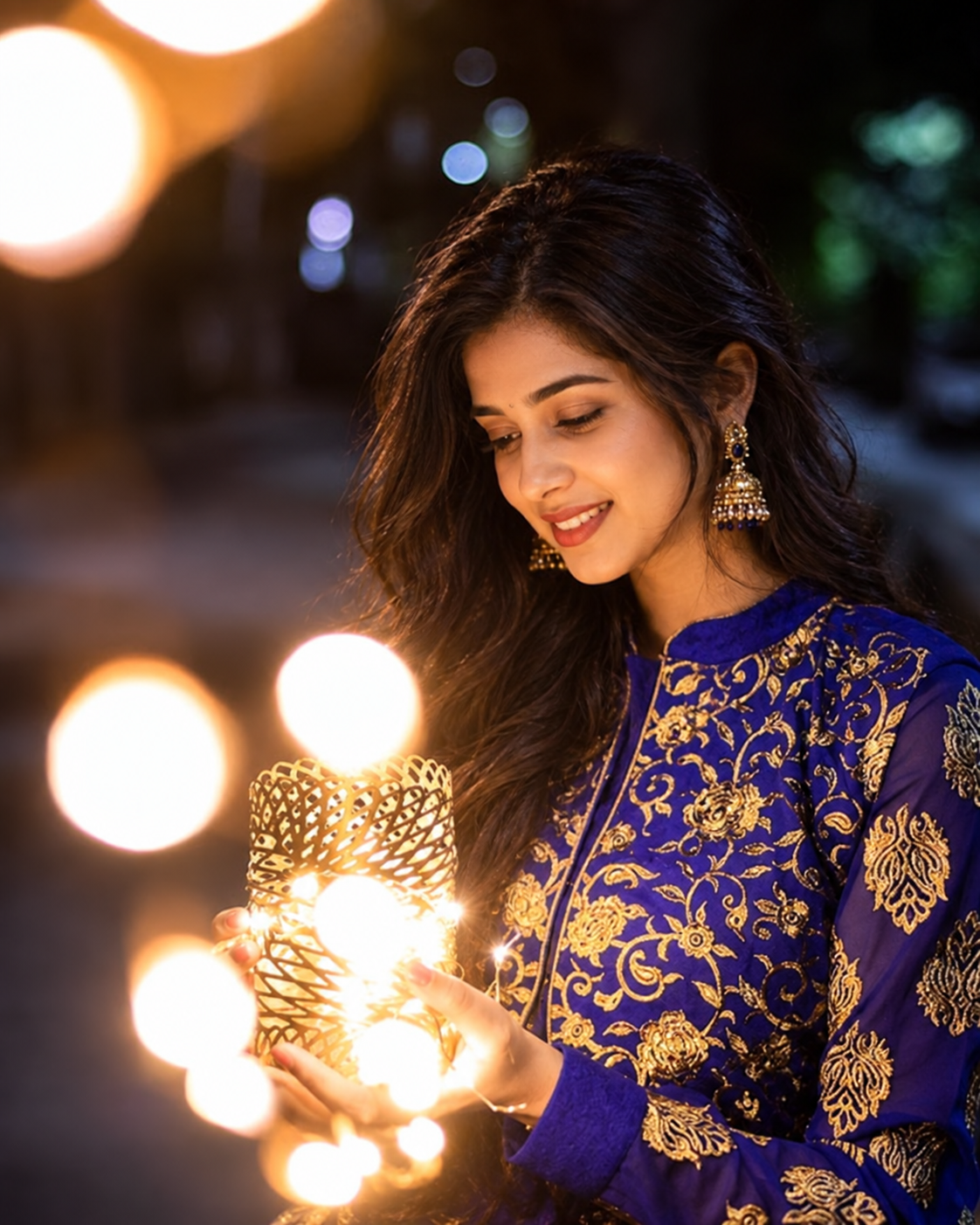 Girl pose with lights